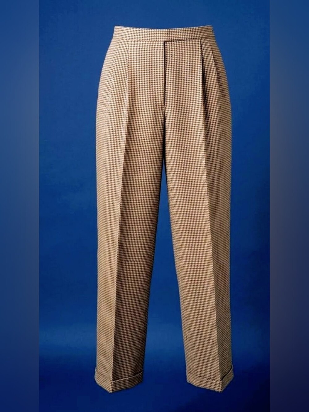 Vintage Ralph Lauren Wide  Leg Houndstooth Wool Trousers Women's 10-12